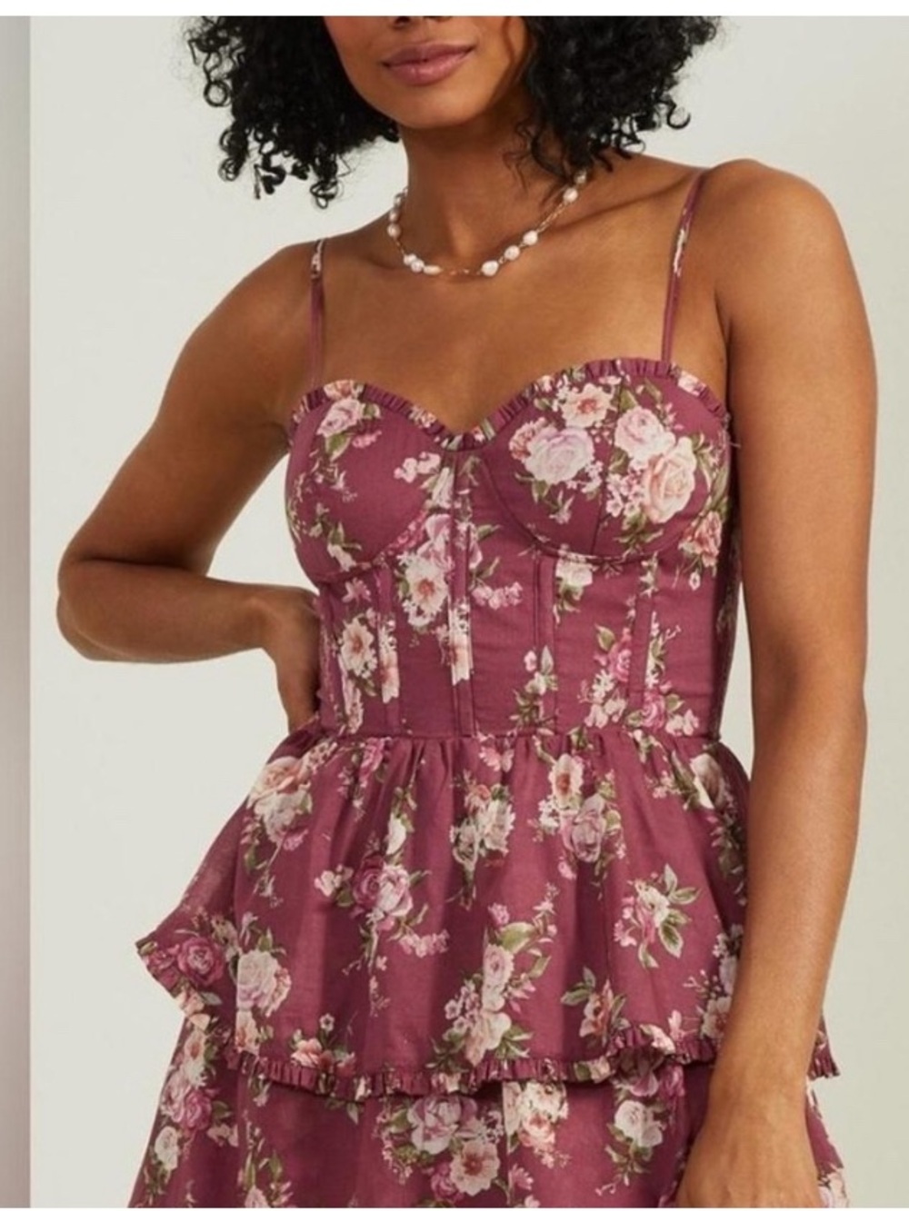 Altar'd State Stellni Mauve Floral Tiered Maxi Dress mefium nwt - Picture 3 of 4